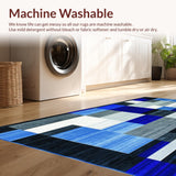Ultra Soft Area Rug, Non Slip, Stain Resistant, Washable Area Rugs for Living Room, Bedroom, Contemporary Geometric Area with Elegant Blue and Silver Accents(Blue)