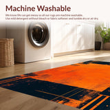 Ultra Soft Area Rug, Non Slip, Stain Resistant, Washable Area Rugs for Living Room, Bedroom, Bold Lava Swirl Pattern(Orange)