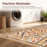 Ultra Soft Area Rug, Non Slip, Stain Resistant, Washable Area Rugs for Living Room, Bedroom, Sophisticated Geometric Braided Accent(Orange)