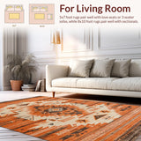 Ultra Soft Area Rug, Non Slip, Stain Resistant, Washable Area Rugs for Living Room, Bedroom, Rustic Vintage Aztec Influence(Orange)