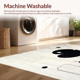 Ultra Soft Area Rug, Non Slip, Stain Resistant, Washable Area Rugs for Living Room, Bedroom, Minimalist Yin Yang Feline Artwork(Gray)