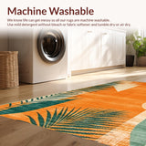 Ultra Soft Area Rug, Non Slip, Stain Resistant, Washable Area Rugs for Living Room, Bedroom, Contemporary Colorful Linear Elements(Orange)