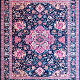 Ultra Soft Area Rug, Non Slip, Stain Resistant, Washable Area Rugs for Living Room, Bedroom, Rustic Textured Ogee Style(Blue)