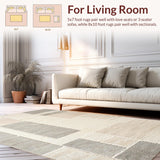 Ultra Soft Area Rug, Non Slip, Stain Resistant, Washable Area Rugs for Living Room, Bedroom, Neutral Handmade Bedroom Area Rug for High Traffic(Beige)