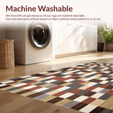 Ultra Soft Area Rug, Non Slip, Stain Resistant, Washable Area Rugs for Living Room, Bedroom, Modern Chequered Brown and Beige Contemporary Style(Brown)