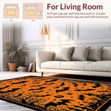 Ultra Soft Area Rug, Non Slip, Stain Resistant, Washable Area Rugs for Living Room, Bedroom, Unique Seasonal Bat Illustration(Orange)