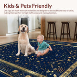 Ultra Soft Area Rug, Non Slip, Stain Resistant, Washable Area Rugs for Living Room, Bedroom, Chic Esoteric Cosmic Elements(Blue)