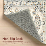 Ultra Soft Area Rug, Non Slip, Stain Resistant, Washable Area Rugs for Living Room, Bedroom, Chic Neutral Ethnic Patterned Mat(White)