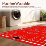Ultra Soft Area Rug, Non Slip, Stain Resistant, Washable Area Rugs for Living Room, Bedroom, Rustic Textured Athletic Scene(Red)