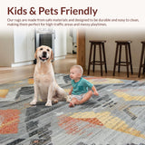 Ultra Soft Area Rug, Non Slip, Stain Resistant, Washable Area Rugs for Living Room, Bedroom, Artistic Abstract Earthy Tones(Gray)