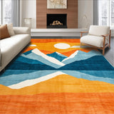 Ultra Soft Area Rug, Non Slip, Stain Resistant, Washable Area Rugs for Living Room, Bedroom, Expressive Circular Abstract Aesthetics(Orange)