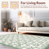 Ultra Soft Area Rug, Non Slip, Stain Resistant, Washable Area Rugs for Living Room, Bedroom, Whimsical Bow Shape Bathroom Carpet with Scalloped Edges(Green)