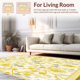 Cream Scallop Abstract Floral Area Whimsical Style(Yellow)