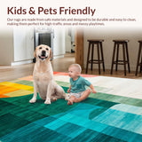 Ultra Soft Area Rug, Non Slip, Stain Resistant, Washable Area Rugs for Living Room, Bedroom, Chic Transitional Organic Shapes(Orange)