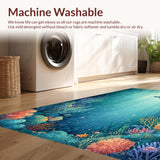 Ultra Soft Area Rug, Non Slip, Stain Resistant, Washable Area Rugs for Living Room, Bedroom, Underwater Paradise Aquatic Turtle Carpet With Vibrant Coral Reef Design(Blue)