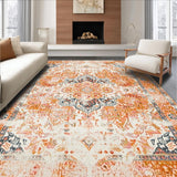 Ultra Soft Area Rug, Non Slip, Stain Resistant, Washable Area Rugs for Living Room, Bedroom, Cozy Pastel Ogee Arrangement(Orange)