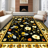 Ultra Soft Area Rug, Non Slip, Stain Resistant, Washable Area Rugs for Living Room, Bedroom, Joyful Colorful Floral Medley(Black)