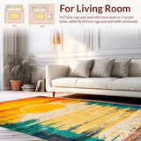 Ultra Soft Area Rug, Non Slip, Stain Resistant, Washable Area Rugs for Living Room, Bedroom, Elegant Earthy Tones Design(Orange)