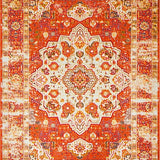 Ultra Soft Area Rug, Non Slip, Stain Resistant, Washable Area Rugs for Living Room, Bedroom, Contemporary Bright Floral Impression(Orange)