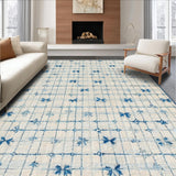 Coquette Aesthetic Blue Bows & Scallops Cute Room Decor(Beige)