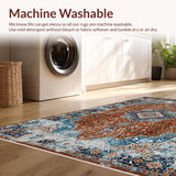 Ultra Soft Area Rug, Non Slip, Stain Resistant, Washable Area Rugs for Living Room, Bedroom, Cozy Antique Tiled Motif(Brown)