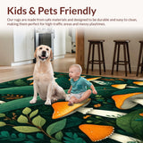 Ultra Soft Area Rug, Non Slip, Stain Resistant, Washable Area Rugs for Living Room, Bedroom, Whimsical Insect Inspired Design(Green)