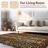 Ultra Soft Area Rug, Non Slip, Stain Resistant, Washable Area Rugs for Living Room, Bedroom, Earthy Toned Wild Spirit(Orange)