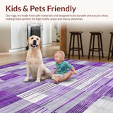 Ultra Soft Area Rug, Non Slip, Stain Resistant, Washable Area Rugs for Living Room, Bedroom, Chic Diamond Pattern Aesthetic(Purple)