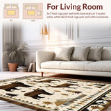 Ultra Soft Area Rug, Non Slip, Stain Resistant, Washable Area Rugs for Living Room, Bedroom, Western-Themed Cozy Aesthetic(Beige)