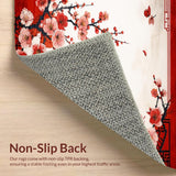 Ultra Soft Area Rug, Non Slip, Stain Resistant, Washable Area Rugs for Living Room, Bedroom, Colorful Japanese Nature Inspired Theme(Red)