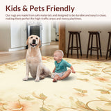 Ultra Soft Area Rug, Non Slip, Stain Resistant, Washable Area Rugs for Living Room, Bedroom, Artisan Floral Scroll Area with Timeless Botanical Embellishments(Beige)