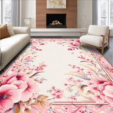 Ultra Soft Area Rug, Non Slip, Stain Resistant, Washable Area Rugs for Living Room, Bedroom, Contemporary Soft Colorful Petals(Pink)