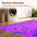 Ultra Soft Area Rug, Non Slip, Stain Resistant, Washable Area Rugs for Living Room, Bedroom, Artistic Girly Garden Style(Purple)
