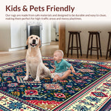 Ultra Soft Area Rug, Non Slip, Stain Resistant, Washable Area Rugs for Living Room, Bedroom, Boho with Large Area Design(Blue)
