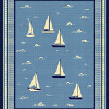 Ultra Soft Area Rug, Non Slip, Stain Resistant, Washable Area Rugs for Living Room, Bedroom, Artistic Coastal Vessel Illustration(Blue)