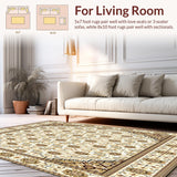 Ultra Soft Area Rug, Non Slip, Stain Resistant, Washable Area Rugs for Living Room, Bedroom, Tan Checkered Boho Rug(Beige)