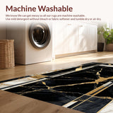 Ultra Soft Area Rug, Non Slip, Stain Resistant, Washable Area Rugs for Living Room, Bedroom, Chic Marbleized Luxe Aesthetic(Black)
