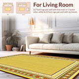 Ultra Soft Area Rug, Non Slip, Stain Resistant, Washable Area Rugs for Living Room, Bedroom, Playful Bright Geometric Theme(Gold)