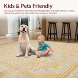Ultra Soft Area Rug, Non Slip, Stain Resistant, Washable Area Rugs for Living Room, Bedroom, Rustic Neutral Twisted Lines(Beige)
