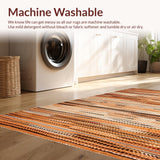 Ultra Soft Area Rug, Non Slip, Stain Resistant, Washable Area Rugs for Living Room, Bedroom, Eclectic Warm Tones Woven Artistry(Orange)