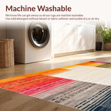Ultra Soft Area Rug, Non Slip, Stain Resistant, Washable Area Rugs for Living Room, Bedroom, Boho Chic Area with Colorful Rainbow Geometric Shapes for Versatile Style(Orange)
