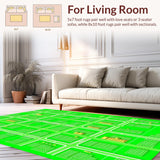 Ultra Soft Area Rug, Non Slip, Stain Resistant, Washable Area Rugs for Living Room, Bedroom, Educational Town Map Play Area Mat(Green)
