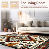Ultra Soft Area Rug, Non Slip, Stain Resistant, Washable Area Rugs for Living Room, Bedroom, Artful Rustic Medallion Style(Brown)