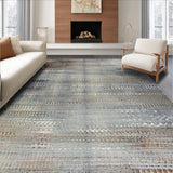 Ultra Soft Area Rug, Non Slip, Stain Resistant, Washable Area Rugs for Living Room, Bedroom, Elegant Monochrome Geometric Design(Gray)