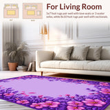 Ultra Soft Area Rug, Non Slip, Stain Resistant, Washable Area Rugs for Living Room, Bedroom, Feminine Round Petal Aesthetic(Purple)