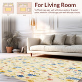 Beige Meadow Area Delicate Wildflower Feel(Beige)
