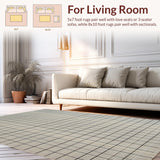 Ultra Soft Area Rug, Non Slip, Stain Resistant, Washable Area Rugs for Living Room, Bedroom, Contemporary Soft Textured Lattice(Beige)