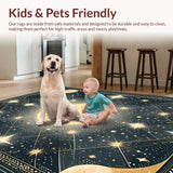 Ultra Soft Area Rug, Non Slip, Stain Resistant, Washable Area Rugs for Living Room, Bedroom, Cosmic Earthy Toned Appeal(Gold)