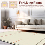 Ultra Soft Area Rug, Non Slip, Stain Resistant, Washable Area Rugs for Living Room, Bedroom, Serene Modern Circular Comfort(Beige)