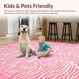 Ultra Soft Area Rug, Non Slip, Stain Resistant, Washable Area Rugs for Living Room, Bedroom, Fresh Modern Whimsical Touch(Pink)